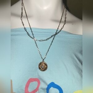 Marks & Spencer Per Una Paper Clip Chain With Rhinestone Round Pendant